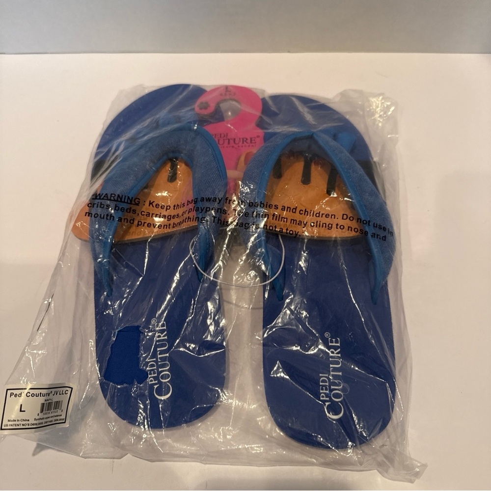 Pedi Couture ladies blue flip flops New large 8.5 - 9.5